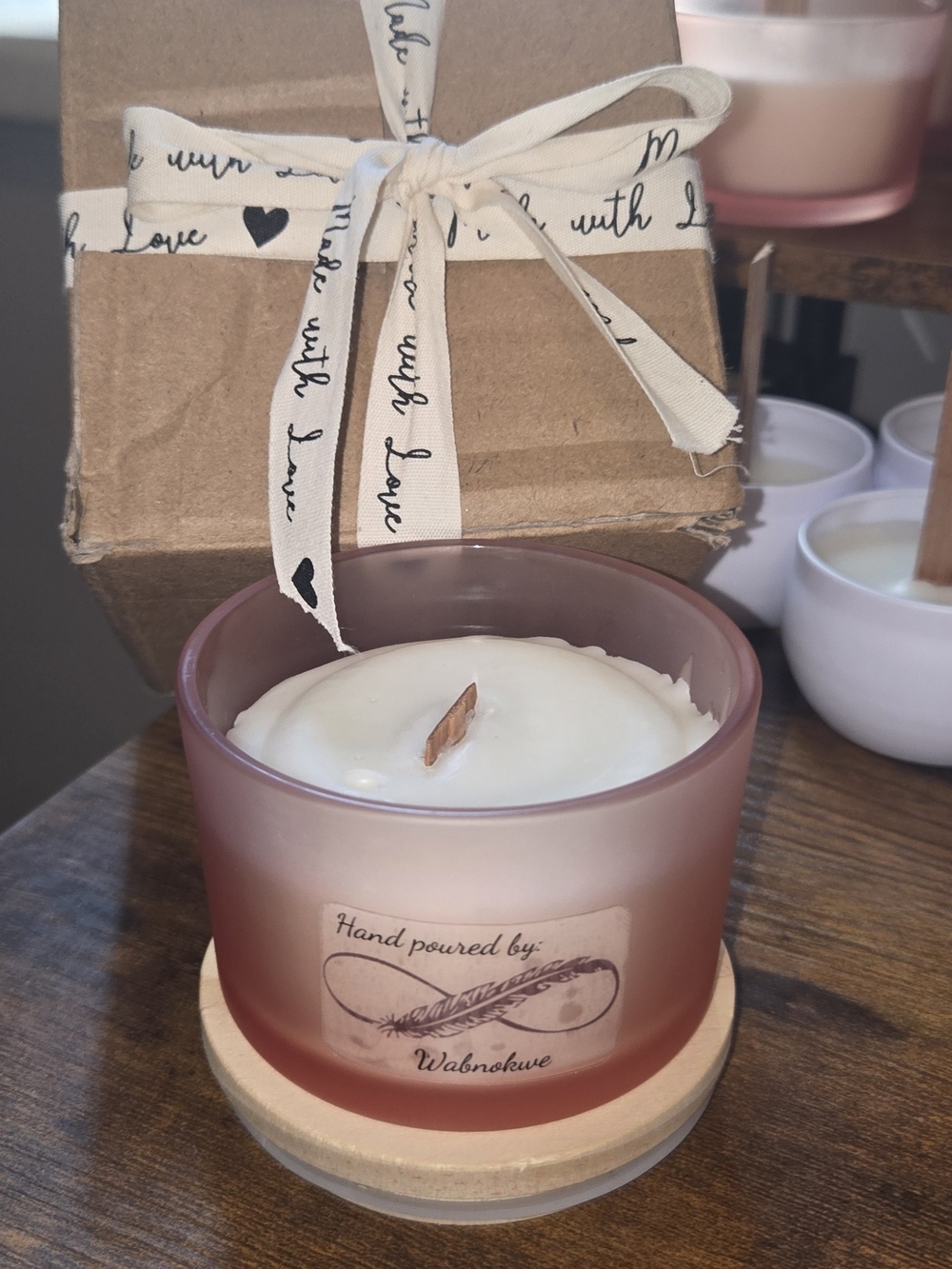 Pink Frosted Coconut Wax Candle - Hand Poured